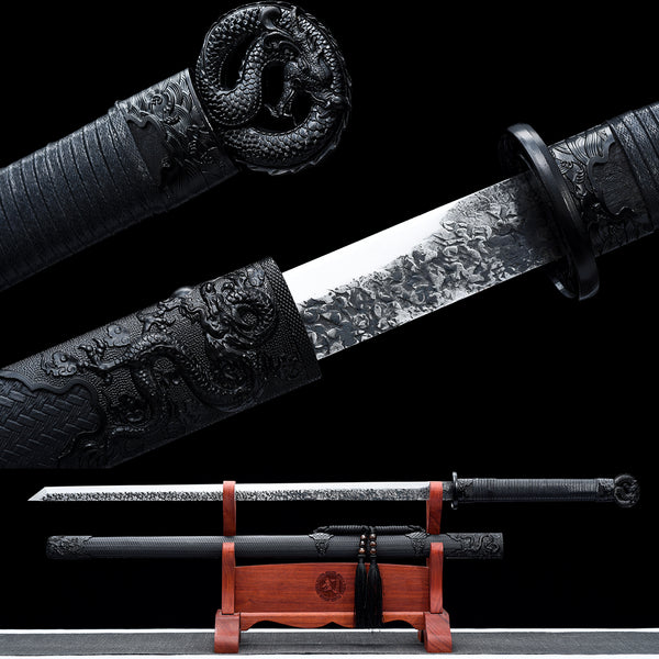 40'' Black Dragon Sharp Straight Spring steel Ninja Sword NJ030