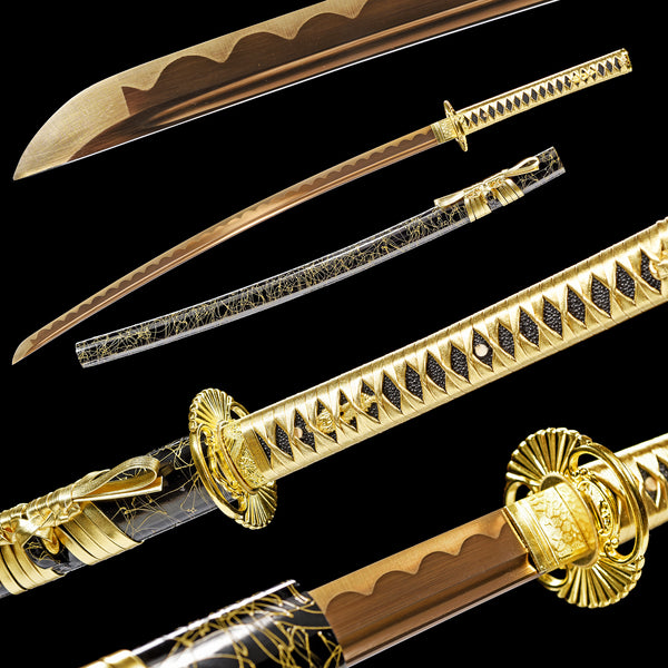 Japanese Samurai Sword Golden Blade Katana Sharp LW0244