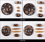 Brass Plated Gold/Silver Tsuba (Contain:Fuchi&Kashira&Menuki) For Japanese Samurai Swords