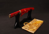 Japanese Samurai Sword Red Blade Folded Steel Tantō ESB304