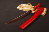 Japanese Samurai Sword Red Blade Folded Steel Tantō ESB304