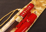 Japanese Samurai Sword Red Blade Folded Steel Tantō ESB304