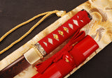 Japanese Samurai Sword Red Blade Folded Steel Tantō ESB304