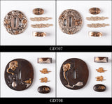 Brass Plated Gold/Silver Tsuba (Contain:Fuchi&Kashira&Menuki) For Japanese Samurai Swords