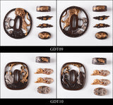 Brass Plated Gold/Silver Tsuba (Contain:Fuchi&Kashira&Menuki) For Japanese Samurai Swords