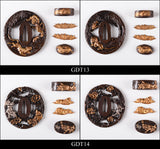 Brass Plated Gold/Silver Tsuba (Contain:Fuchi&Kashira&Menuki) For Japanese Samurai Swords