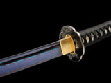 Japanese Samurai Sword Blue Blade Folded Steel Katana SHIJIAN180704