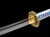 Japanese Samurai Sword Blue Blade Folded Steel Katana SHIJIAN180705