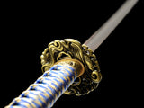 Japanese Samurai Sword Blue Blade Folded Steel Katana SHIJIAN180705