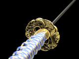 Japanese Samurai Sword Blue Blade Folded Steel Katana SHIJIAN180705