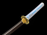 Japanese Samurai Sword Blue Blade Folded Steel Katana SHIJIAN180705