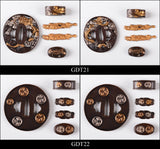 Brass Plated Gold/Silver Tsuba (Contain:Fuchi&Kashira&Menuki) For Japanese Samurai Swords