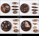 Brass Plated Gold/Silver Tsuba (Contain:Fuchi&Kashira&Menuki) For Japanese Samurai Swords