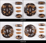 Brass Plated Gold/Silver Tsuba (Contain:Fuchi&Kashira&Menuki) For Japanese Samurai Swords