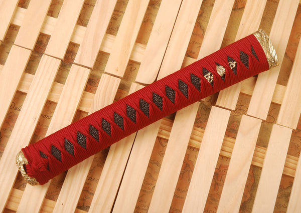 Brass Fittings Silk Cord Real Rayskin Handle For Japanese Samurai Sword HC3