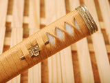 Brass Fittings Silk Cord Real Rayskin Handle For Japanese Samurai Sword HC4