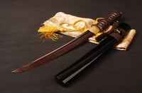 Japanese Samurai Sword Red Blade Folded Steel Tantō ESB302