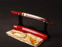 Japanese Samurai Sword Red Blade Folded Steel Tantō ESB304