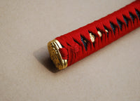 Handle Tsuka Red Synthetic Silk Cord black Rayskin For Japanese Samurai Sword