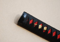 Black Synthetic Silk Cord Real Rayskin Handle Tsuka For Japanese Samurai Sword