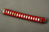 Handle Tsuka Red Synthetic Silk Cord White Rayskin For Japanese Samurai Sword