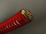 Handle Tsuka Red Synthetic Silk Cord White Rayskin For Japanese Samurai Sword
