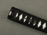 Handle Tsuka Black Synthetic Silk Cord White Rayskin For Japanese Samurai Sword