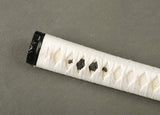 White Synthetic Silk Cord Real Rayskin Handle Tsuka For Japanese Samurai Sword