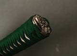 Green Synthetic Silk Cord Real Rayskin Handle Tsuka For Japanese Samurai Sword