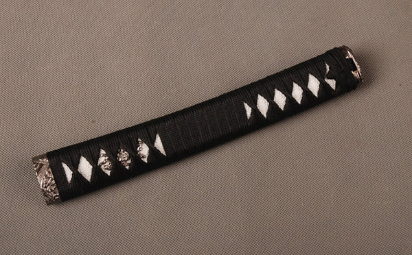 Handle Tsuka black Synthetic Silk Cord White Rayskin For Japanese Samurai Sword