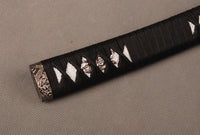 Handle Tsuka black Synthetic Silk Cord White Rayskin For Japanese Samurai Sword