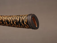 Handle Tsuka Black&gold Synthetic Silk Cord Black Rayskin For Japanese Samurai Sword