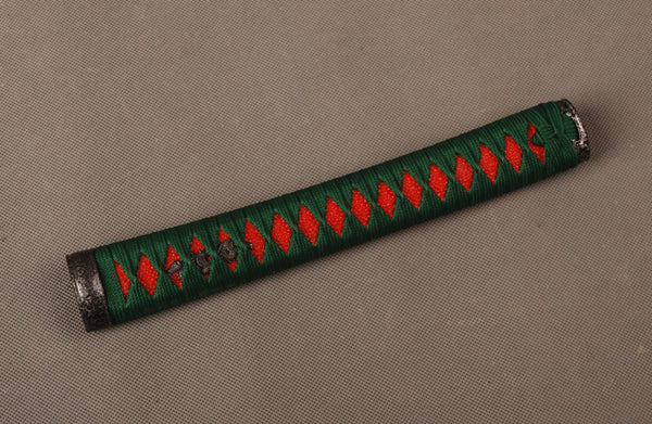 Handle Tsuka Green Synthetic Silk Cord Red Rayskin For Japanese Samurai Sword