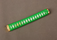Handle Tsuka Green Synthetic Silk Cord White Rayskin For Japanese Samurai Sword