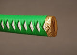 Handle Tsuka Green Synthetic Silk Cord White Rayskin For Japanese Samurai Sword