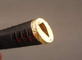 Handle Tsuka black Synthetic Silk Cord Red Rayskin For Japanese Samurai Sword