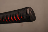 Handle Tsuka Black Synthetic Silk Cord Red Rayskin For Japanese Samurai Sword