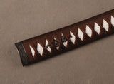 Handle Tsuka Brown Synthetic Silk Cord White Rayskin For Japanese Samurai Sword