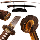 Japanese Samurai Sword Folded Steel Clay Tempered Katana ESD103