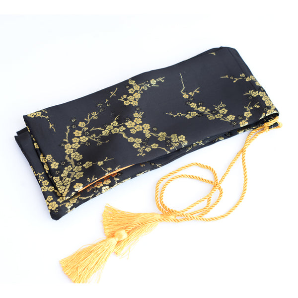 Golden Plum Blossom Black Silk Sword Bag For Japanese Samurai Sword
